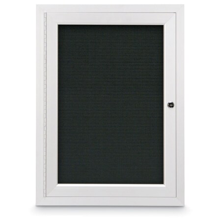 United Visual Products 24"x36" 1-Door Enclosed Outdoor Letterboard, Header, Black Felt/White UV1175HD-WHITE-BLACK